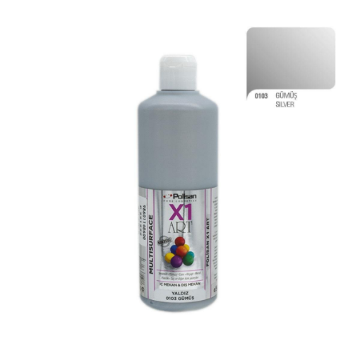 POL. X1 GÜMÜŞ YALDIZ 500M MULTİSURFACE HOBİ BOYASI resmi