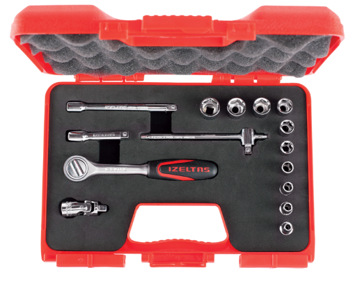 İZELTAŞ 1/4' ALTI KÖŞE LOKMA ANAHTAR TAKIMI 15 PCS resmi